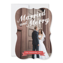 Modern Married & Merry Holiday Big Photo Card