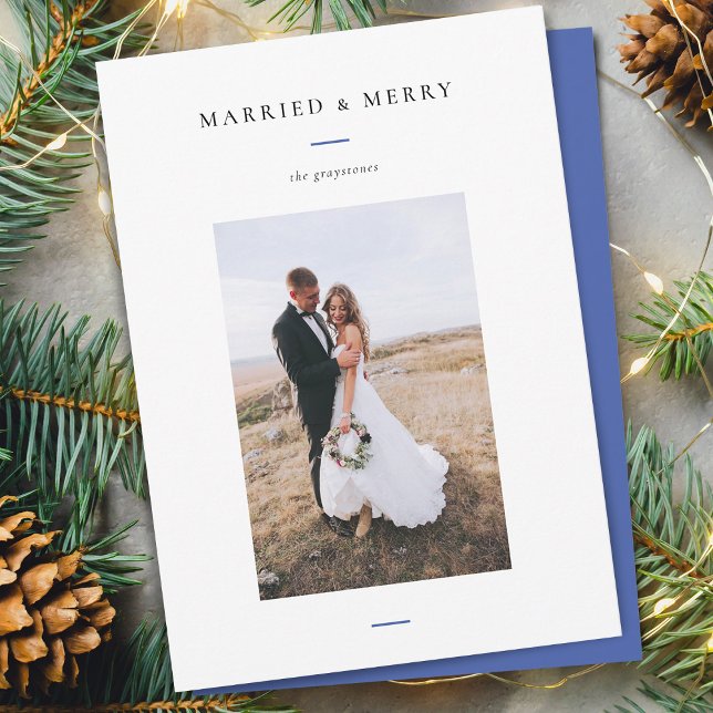 Modern Married & Merry Photo Holiday Card (Modern Married & Merry Photo Holiday Card)