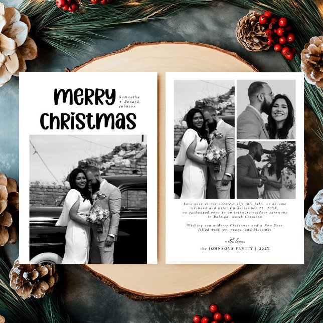 Modern Married Newlywed Cute Merry Christmas Holiday Card (Creator Uploaded)
