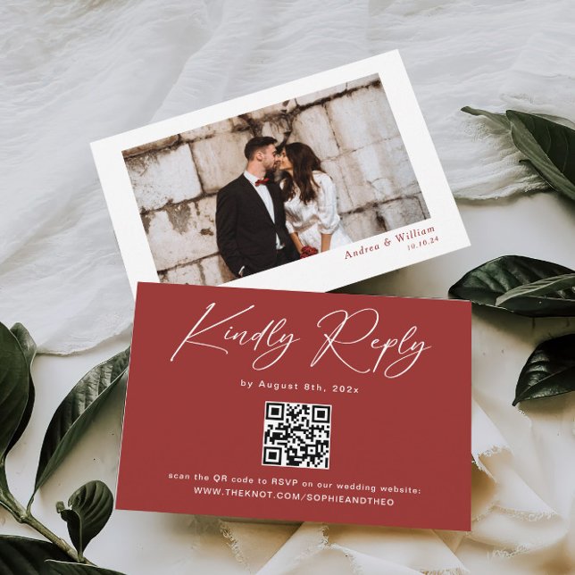 Modern Marroon Wedding RSVP  Enclosure Card (Creator Uploaded)