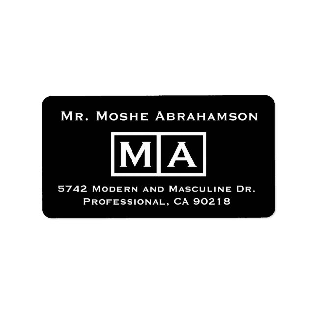Modern Masculine B&W Return Address Labels (Front)