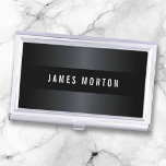 Modern masculine black grey stylish personalized business card holder<br><div class="desc">Modern,  simple yet elegant and masculine black profile or business card holder featuring a black and grey gradient and a darker,  horizontal band. Customizable name,  white text. Classy design,  great for a lawyer,  attorney or accountant.</div>