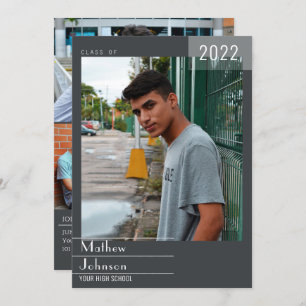 Modern Masculine Frame Add Your Photo Graduation Announcement