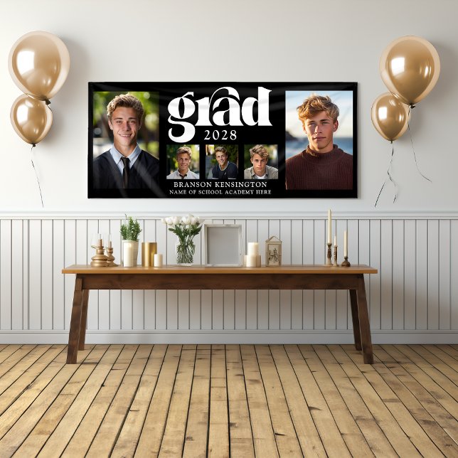 Modern Masculine Graduation Photo Collage  Banner (Modern Masculine Graduation Photo Collage Banner)
