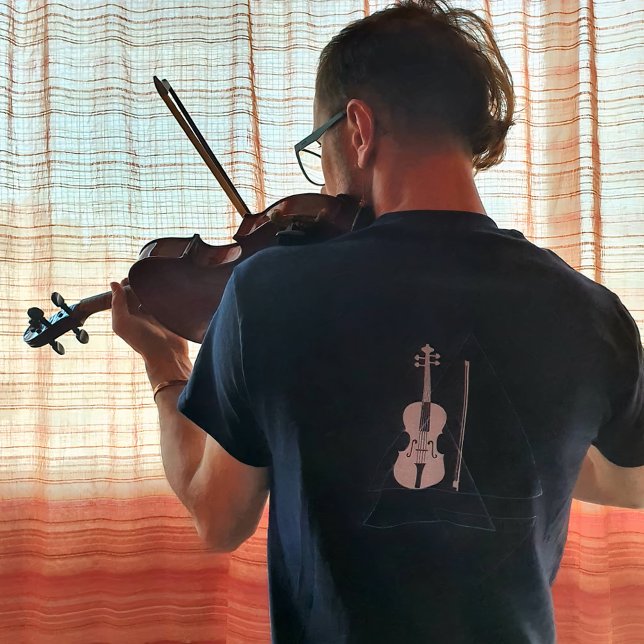 Modern & Masculine Navy Blue Music Violin Designer T-Shirt (Creator Uploaded)