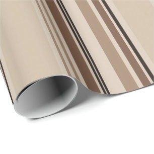 Modern Masculine Neutral Stripe Linen Wrapping Paper