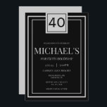 Modern Masculine Silver & Black 40th Birthday Invitation<br><div class="desc">Modern trendy silver and black 40th birthday party invitation for him. Celebrate your special day with this fashionable sophisticated classy birthday invite with trendy classy colors. Suitable for any age/event/season. All text, font and font color is fully customizable to meet your requirements. If you need help in any way please...</div>