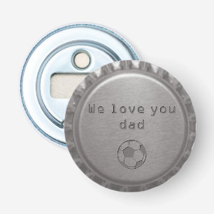 Modern Masculine Silver Metal Bottle Cap Soccer Opener