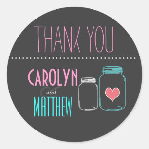 Modern Masonjar   Pink   Aqua Thank You Sticker