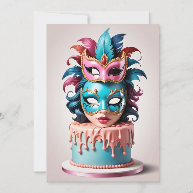 modern masquerade sweet 16 invitations (Front)