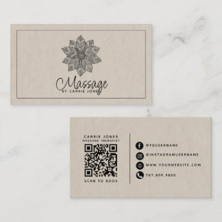 Modern Massage Therapist Lotus Flower Business Card