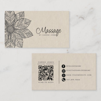 Modern Massage Therapist Lotus Flower Business Card