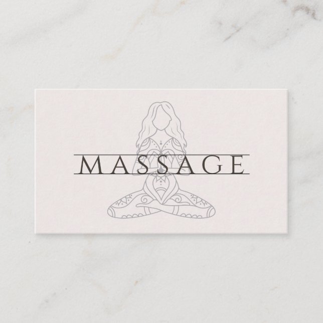 Modern Massage Therapist Lotus Pose Business Card (Front)