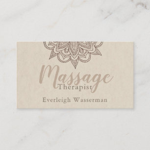 Modern Massage Therapist Script Lotus Flower Busin Business Card