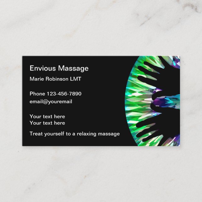 Modern Massage Therapy Unique Business Card (Front)