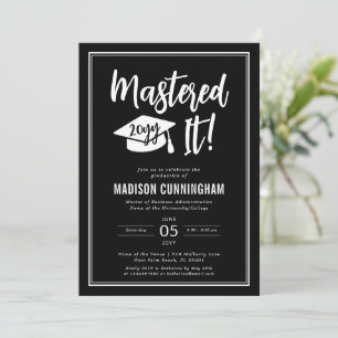 Modern Mastered It Master's Degree Graduation Invitation
