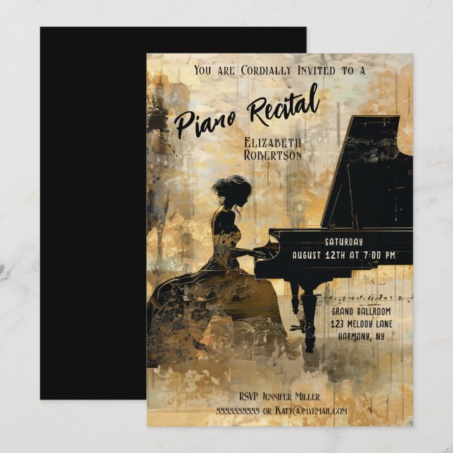 Modern Masterpiece Piano Recital Invitation (Front/Back)