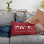 Modern Matching Family Minimalist Merry Christmas Lumbar Pillow<br><div class="desc">Add comfy Christmas vibes with our MERRY Family Name Pillow! 🎄 Customize with your text. Minimalist magic for your cozy nest! 🎅 #MerryFamilyPillow #ChristmasDecor</div>