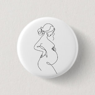 Modern Maternity Profile Baby Shower Favour Button