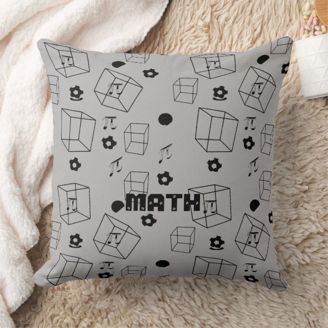 Modern Math Pattern Black and Grey Throw Pillow (Blanket)