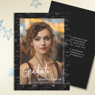 Modern Math Script Photo Graduation  Announcement
