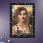 Modern Math Script Photo Graduation  Thank You Card<br><div class="desc">Elegant graduation photo thank you card with a mathematics background. Perfect for math lovers or those pursuing or graduation from a technical career. Personalize the thank you card with your photo and details. Illustrated and designed by Patricia Alvarez.</div>