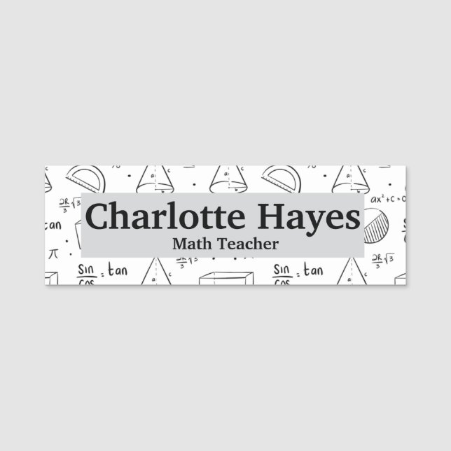 Modern Math Teacher Classic Name Tag (Front)