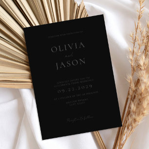 Modern Matte Black Minimal Wedding Invitation