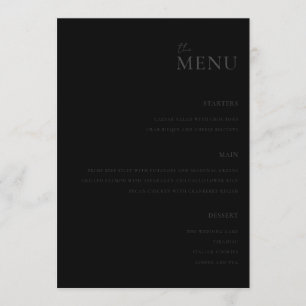 Modern Matte Black Minimal Wedding Menu