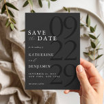 Modern Matte Black Minimal Wedding Save the Date Magnetic Invitation<br><div class="desc">Easily personalize your own magnetic wedding save the date cards with this editable template. Features minimal elegant typography design in matte black colour.</div>