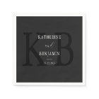 Modern Matte Black Minimalist Monogram Wedding