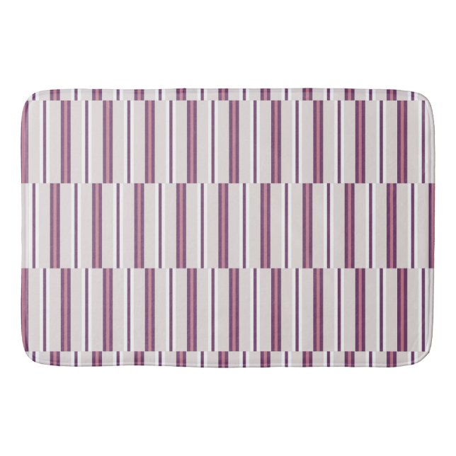 Modern Mauve and Plum Stripe Bath Mat (Front)