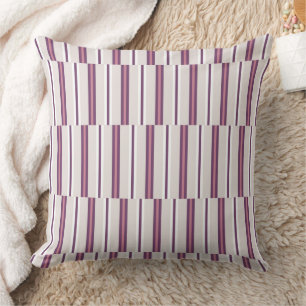 Modern Mauve and Plum Stripe Throw Pillow