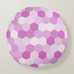 Modern Mauve Hexagonal Geometric Pattern  Round Pillow