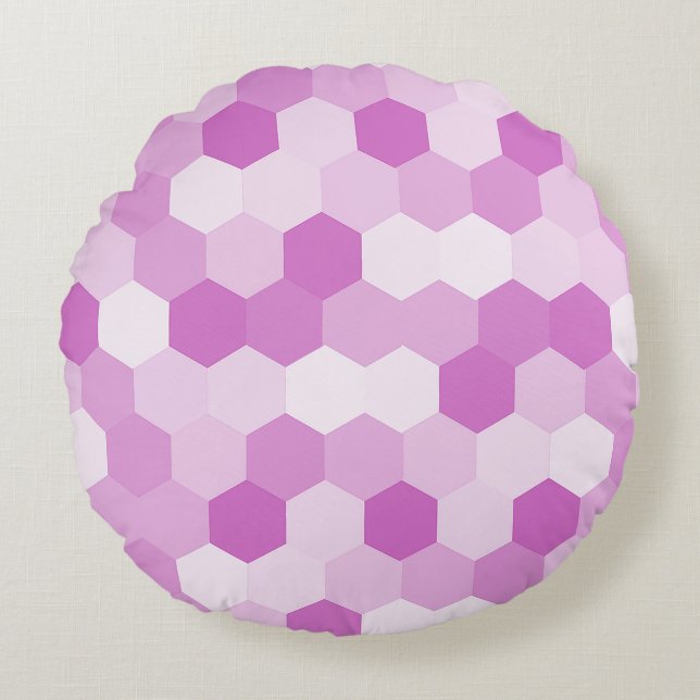 Modern Mauve Hexagonal Geometric Pattern  Round Pillow (Front)
