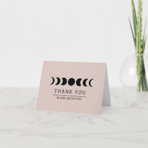 Modern Mauve Moon Phases Elegant Thank You Card