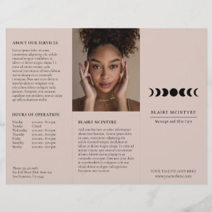 Modern Mauve Moon Phases Elegant Tri-fold Brochure