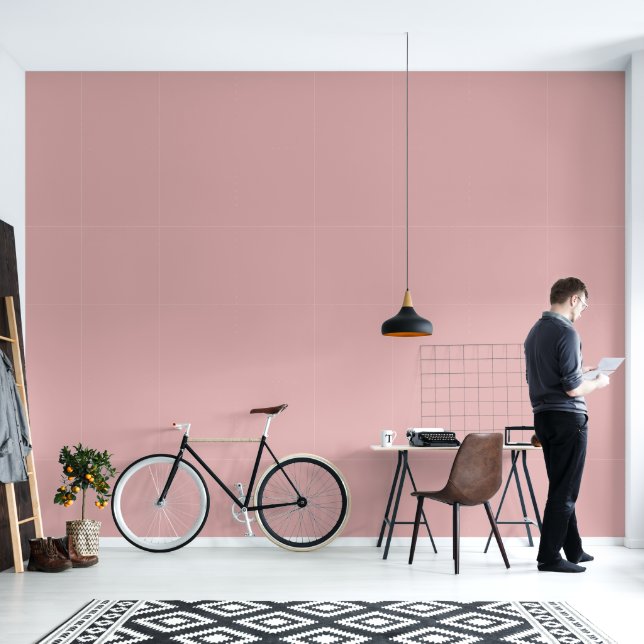 Modern mauve pink Plain Solid Colour Wallpaper (Living Room)