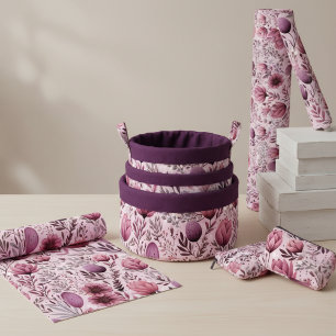 Modern Mauve & Plum Floral Meadow Fabric