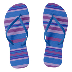 Modern Mauve Purple Blue Navy Striped Pattern Flip Flops