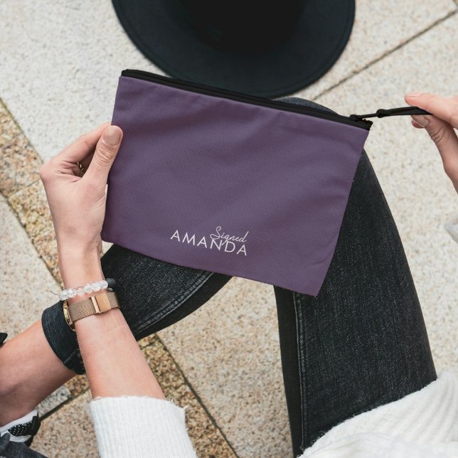 Modern Mauve Purple minimal Neutral Maid of Honour Accessory Pouch (Creator Uploaded)