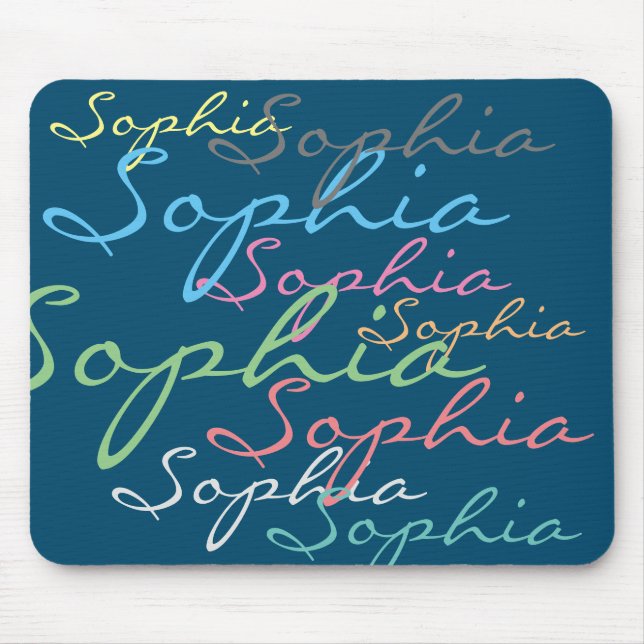 Modern Maximalist Custom Name Unique Typography Mouse Pad (Front)