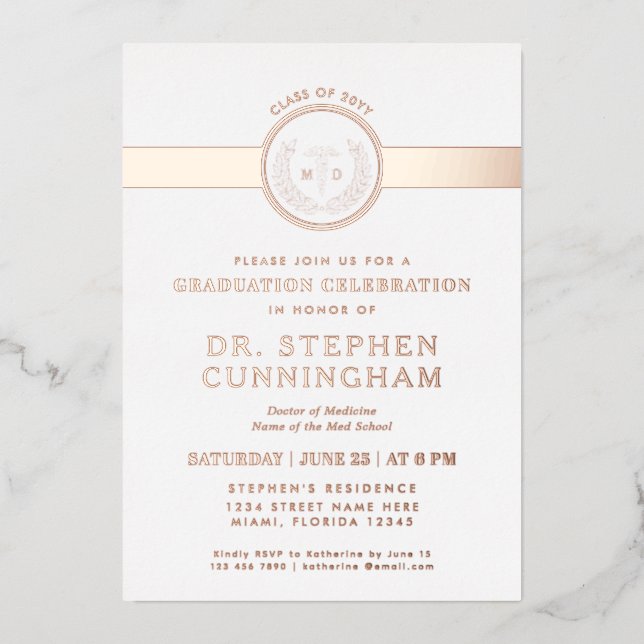 Modern MD Doctor of Medicine Med School Graduation (Front)