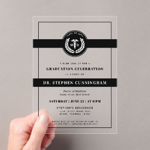 Modern MD Doctor of Medicine Med School Graduation Acrylic Invitations