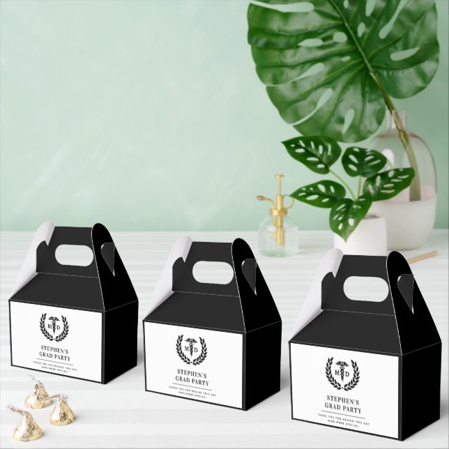 Modern MD Doctor of Medicine Med School Graduation Favor Box (Multiple)