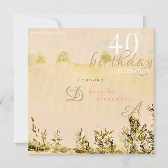 Modern Meadow Country Floral Landscape Birthday Invitation (Front)