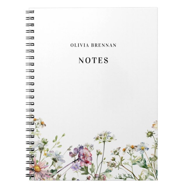 Modern Meadow Wildflowers delicate Notes Notebook (Front)