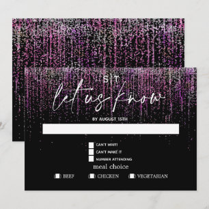 Modern Meal Choice RSVP Edgy  Magenta Glitter Invitation