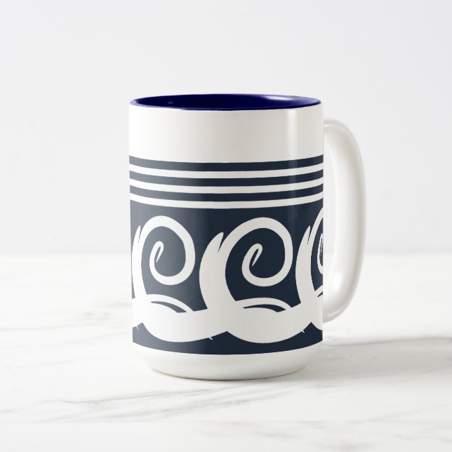 Modern Meander Two-Tone Coffee Mug (Front Right)