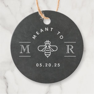 Modern Meant to Bee Honey Wedding Chalkboard Round Favour Tags
